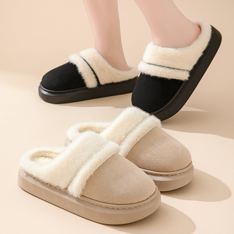 Fashion Warm Cotton Slippers For Women Leisure Thick Bottom