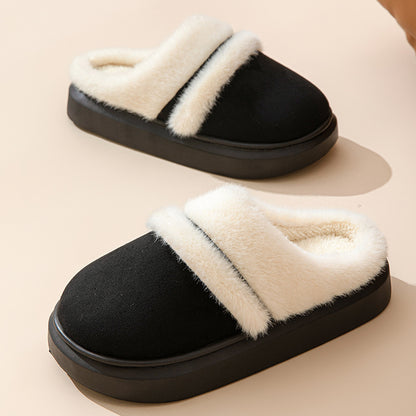 Fashion Warm Cotton Slippers For Women Leisure Thick Bottom