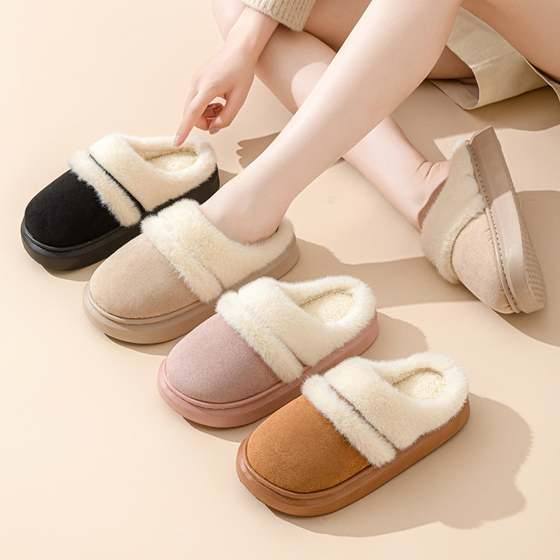 Fashion Warm Cotton Slippers For Women Leisure Thick Bottom