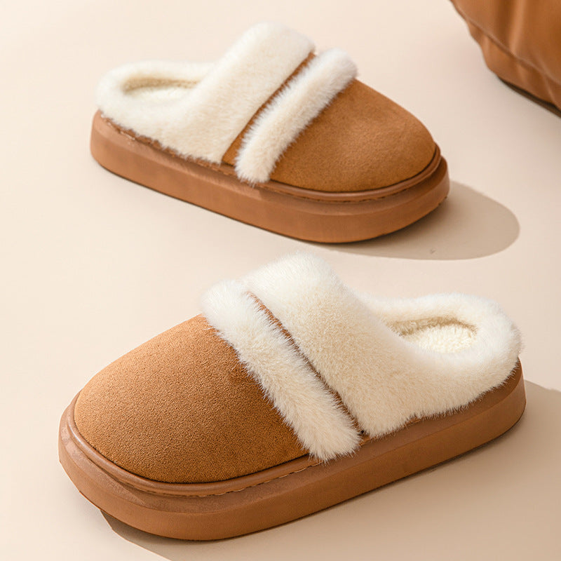 Fashion Warm Cotton Slippers For Women Leisure Thick Bottom