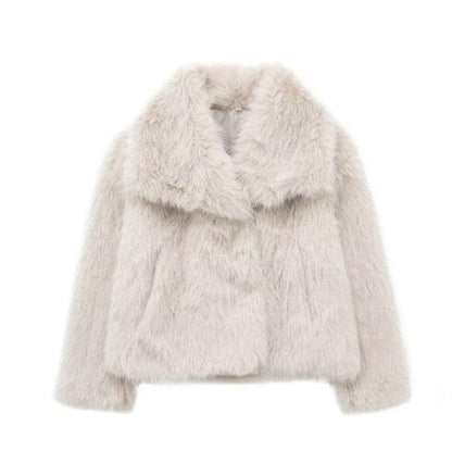 Winter Plush Coat Fashion Outwear Long Sleeve Tops Womens